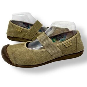Keen Sienna Canvas Mary Jane Strap Slip On Shoes Brindle Brown Women’s Size 9.5